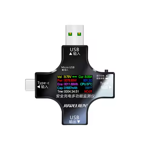 6.5A USB Tester DC Type-C PD Digital Voltmeter Amper Voltage Current Ammeter Detector Power Bank Cha