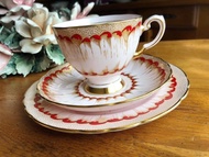 英國製Tuscan 華麗重金粉紅瓷體手繪三件式杯盤組
