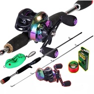 Fishing Rod Set Tanos Bass 6 Feet + Purple Reel + Pex4 Line + Bait (1 Piece) Assorted Models