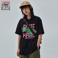 Ready Stock VISION STREET WEAR street trend skateboard T-shirt short-sleeved printed round neck half-sleeve summer men and women with the same paragraph