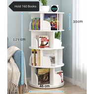 READY STOCK 4 LAYERS / 5 LAYERS 360 ROTATING BOOKSHELF WITH 46CM WIDEN STABLE BASE