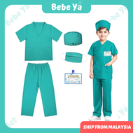 Doctor Costume Kids - Pretend Play Surgical Scrub Doctor Surgeon Uniform Nurse Cosplay Baju Doktor B