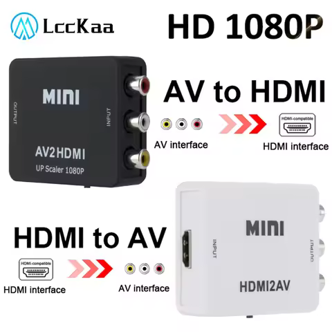 HDMI-compatible to AV RCA Adapter AV to HDMI Converter RCA AV/CVSB L/R Video Composite AV Scaler Con
