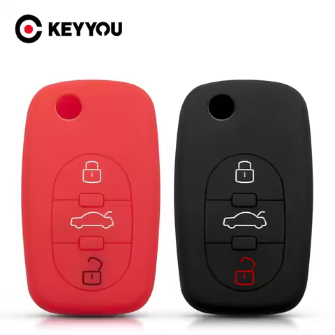 KEYYOU 3 Buttons Silicon Case Cover Fob Remote Key Case Shell Holder For Audi A3 A4 A5 A6 A8 Q5 A8 T