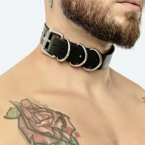2022 Fetish Man Leather Harness Collar Handmade Punk Style Neck Necklace Choker BDSM Bondage Gay Clo