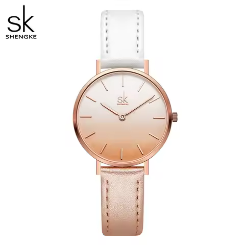 Shengke Simple Fashion Women's Watch Top Brand Elegant Quartz Watch for Women Leather Band Classic W