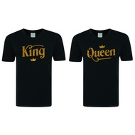 [KING & QUEEN SERIES ] 100% COTTON ROUND NECK COMFORT BLACK T- SHIRT  WITH KING OR QUEEN GLITTER WOR