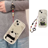 Case For Honor X6A X6C X6B X7B X7A X8A X8B X9B X5B X7D Cartoon 3D Panda Ears Wrist Chain Cute Soft C