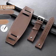 Vintage Leather Cuff Watch Band 20mm 22mm 24mm Leather Bund Watch Strap with Mat Wrist Protection Br