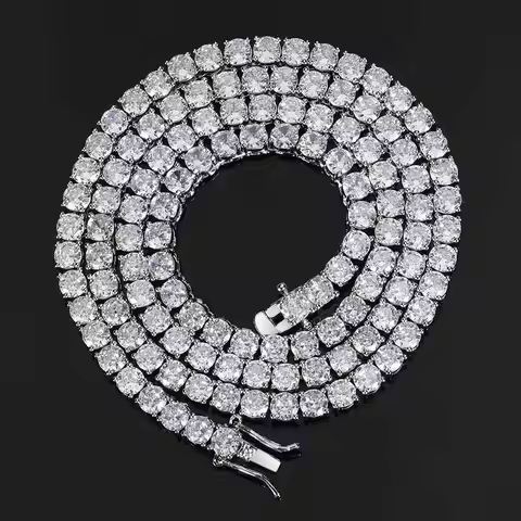 Certified GRA Moissanite Tennis Necklace 3/4/5/6mm Solid 925 Sterling Silver Diamond Tennis Necklace