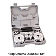 15KG Chrome Dumbell Set - Left Hand 7.5KG + Right Hand 7.5KG & Solid Chrome Material