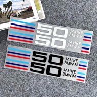 BMW 50th Anniversary M Logo Reflective Car Stickers Decor Auto Body Triangle Window Bumper Decal Acc