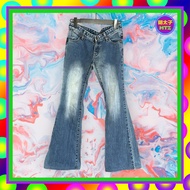 Second-Hand WRANGLER Blue Denim Pocket Flared Ultra-Low Waist 29 Trousers F911 [Mentaiko Vintage Sum