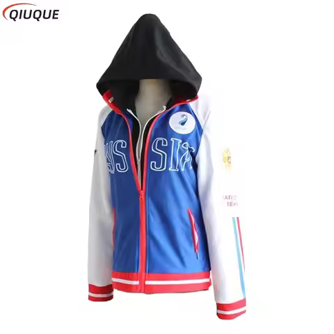 Yuri Plisetsky Cosplay Hot Anime YURI!!! on ICE Cosplay Costume Yuri Blue Jacket Coat Unisex Daily S