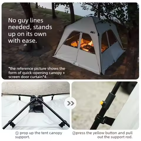 Outdoor Camping Tent 4-6 Person One-click Setup Waterproof Sun Shade Foldable Portable Beach Gazebo 
