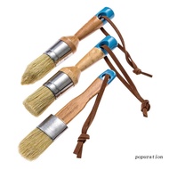 POP 3 Pcs Round&amp;Flat&amp;Pointed Natural Bristle Paint Brushes Chalk Paint Wax Brush