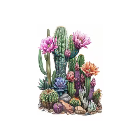 1pc of 30x40cm/ 11.8x15.7-inch DIY cross-stitch tool kit without frame, beautiful cactus, home decor