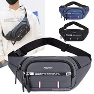 Unisex Waterproof Waist Bag Belt Bag Crossbodybag Beg Rekaan Silang/Pinggang, Bahan PU Tahan Lasak  