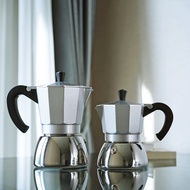สีเงิน เครื่องชงกาแฟ  กาต้มกาแฟ มอคค่าพอท ฐานสแตนเลส Stainless Moka Pot Espresso ใช้ได้กับเตาแก๊ส, เตาไฟฟ้า และเตาแม่เหล็กไฟฟ้า