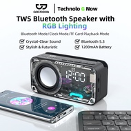 GOOJODOQ TWS Bluetooth Speaker With Alarm Clock Mechanical Style Mini Speaker With RGB Lighting