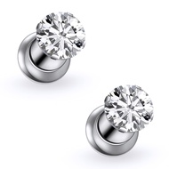 Qiwnswoy Astm F136 Titanium Round CZ Ear Gauges Screw Fit Flesh Tunnels Plugs Gauges Earring Expande