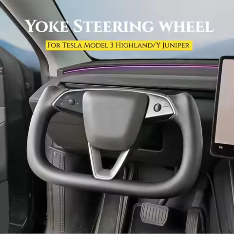 For Tesla Model 3 Highland/Y Juniper 2025 Yoke 377mm Wheel Steering with Heating,Premium Stitching -