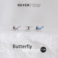 (1 Piece) Large Stone Butterfly Earrings - Titanium F136 - Earrings store