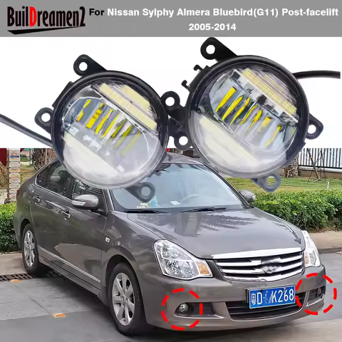 1 Pair Car LED Fog Light Daylight DRL H11 For Nissan Sylphy Almera Bluebird (G11) Post-Facelift 2005