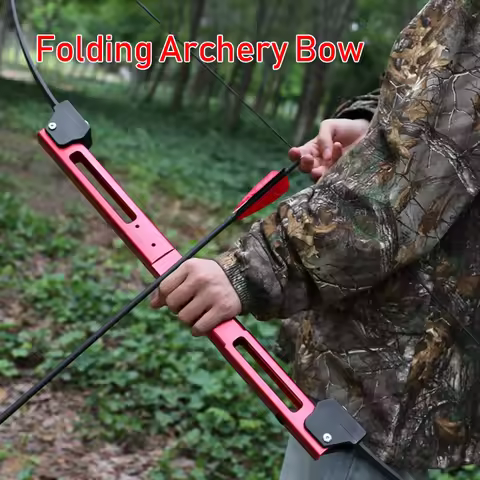 New Folding Bow Portable Metal Straight Bow 58'' 35lbs Outdoor Survival Archery Shooting Equipment