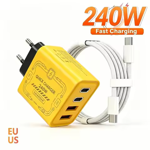 240W High Power GaN Mechanical Multi‑Port USB Power Adapter EU US Plug for Phone Laptop Travel Charg