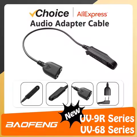 Baofeng Audio Adapter Cable 2 Pin K Plug Earphone Speaker Mic for UV-9R Pro V2 UV-68 Pro Max UV-S22