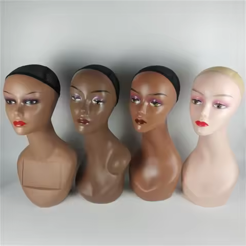 Female Wig Head Mannequin for Women, Sewing Cloth, Body Hat Stand, Hair Wig, Display, Tete E096, 4St