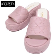 香奈兒，近全新，24P G45549 Coco Mark Matelasse 皮革涼鞋，38C 號 [二手]