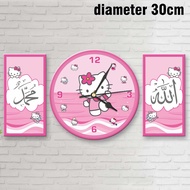 JAM DINDING KARAKTER HELLO KITTY SET LUCU / JAM DINDING KALIGRAFI HELLO KITTY / JAM LUCU / HIASAN DI