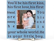 New Mom Gifts for Women 7.9x7.9 Picture Frame, First Time Grandmother Gifts Wood Photo Frame, Boy Mo