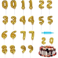 Cake Topper Mini Number Balloon with Mini Balloon Pump for Birthday Anniversary Valentine's Day Baby