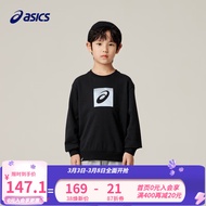 asics亚瑟士童装春季新品男女儿童中大童圆领印花休闲卫衣LOGO款 001黑色 170cm