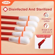 Cofoe 50Pcs/Set Disposable Iodine Cotton Stick Iodine Disinfected Cotton Swab Povidone Iodine disinf