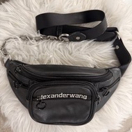 Alexander Wang black leather chain belt bag 真皮羊皮黑色暗黑系腰包手袋