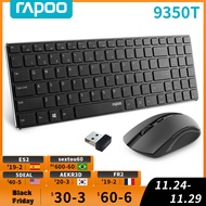 Rapoo 9300T Ultra Slim 2.4G Wireless Keyboard and Mouse Combo Silent Full Size Computer Keyboard for Laptop Desktop PC Notebook