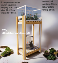 rak aquarium / rak tingkat 2 akuarium kayu / rak serbaguna