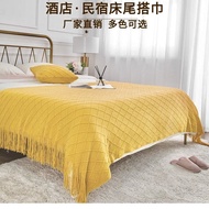 Bed &amp; Breakfast Hotel Light Luxury Bed Tail Towel American Knitted Bed Tail Blanket Hotel Bed Runner Bed Cover Home Internet Celebrity Decorative Towel