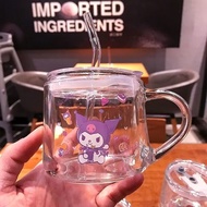 Cartoon cup kitty Cat Cuomo glass sippy cup Melody cup卡通杯子kitty猫库洛米玻璃吸管杯美乐蒂杯子玉桂狗玻璃杯带盖24.5.18