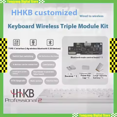 HHKB Three-mode Wireless Kit Capacitive Keyboard Wired To Bluetooth 2.4G Wireless Control With Batte