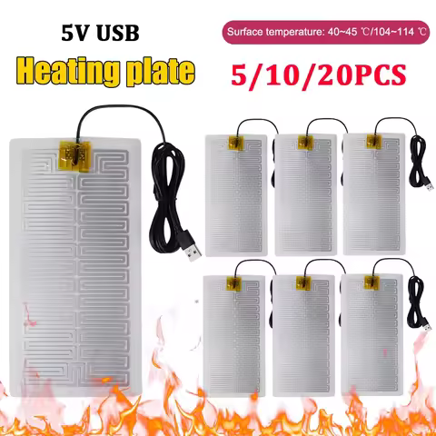 5/10/20pcs 5V USB Electric Heating Pads Warmer Element Film Heater Pads Warm Feet Knee Warmers Heat 