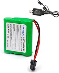 Nvizyeu 3.6 V battery, rechargeable batteries AAA, 1500 mAh NIMH battery pack, SM 2P plug, suitable 