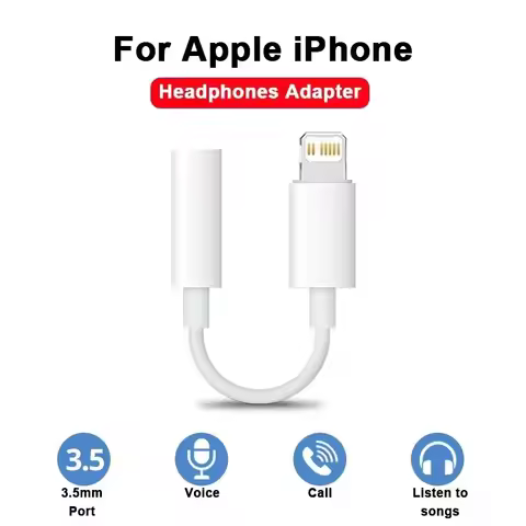 1/2/3/4/5/6Pcs New For Ios Splitter L To 3.5mm Headphone Jack Adapter AUX Audio For IPhone 14/13/12/