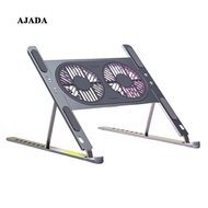 [ Laptop Stand, with Twin Cooling Fans 8 Levels Height Adjustable Anti Slip Holder Bracket for 14-17inch Laptops Tablet