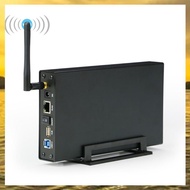 (HIMK) Portable 3.5 Inch HDD SSD Enclosure Portable USB3.0 Rj45 Ethernet NAS Network Streaming Serve