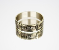 幾內亞硬幣戒指 25 法郎 1987 年男士硬幣戒指 女士硬幣戒指